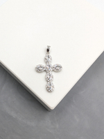 Подвеска крест с фианитами, 30*21мм