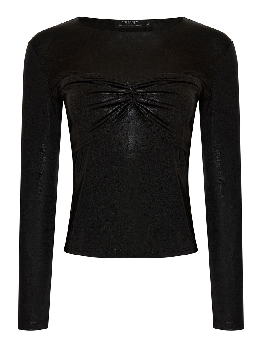 Кофта из трикотажа с люрексом с драпировкой черная