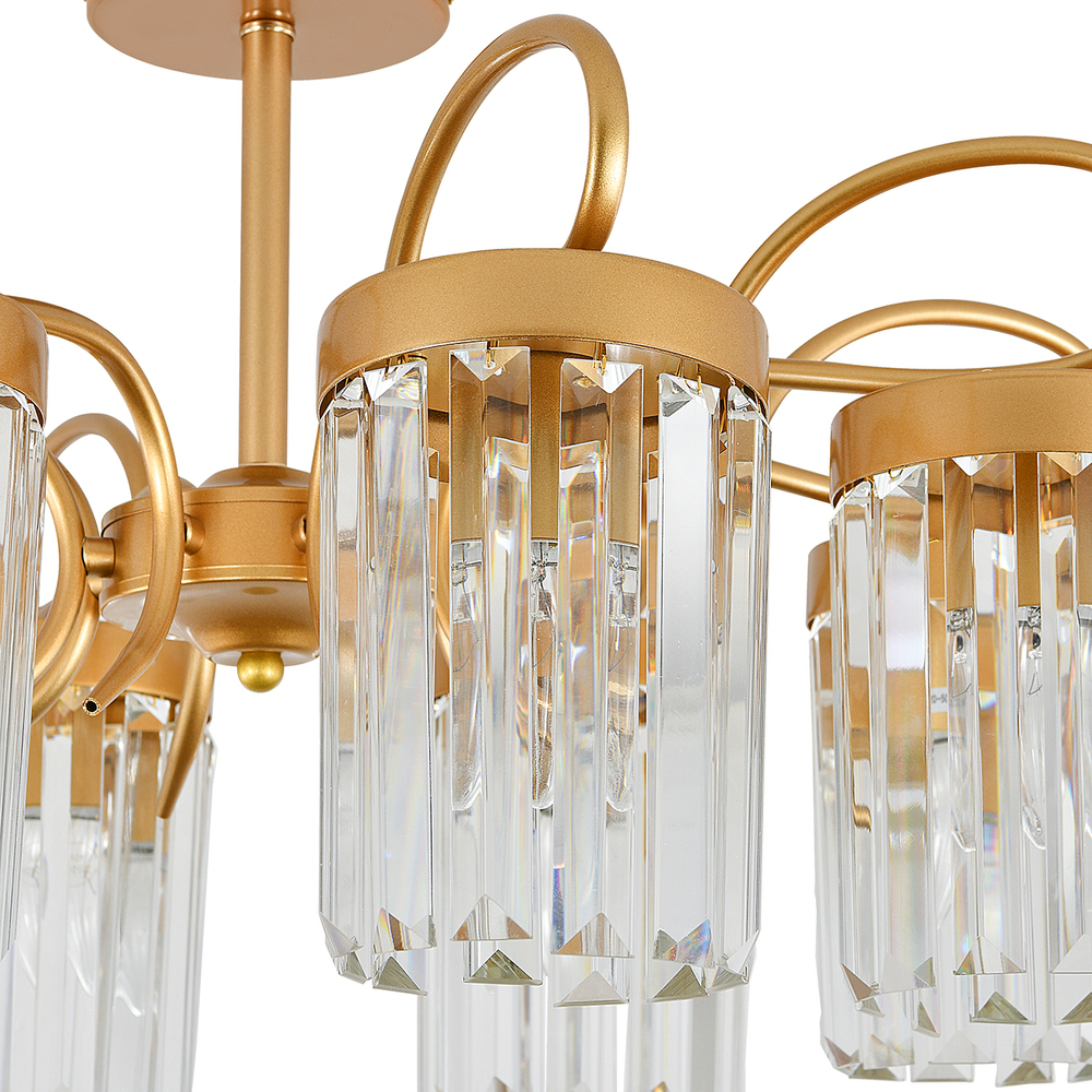 Люстра потолочная 8x40Вт E14, металл/хрусталь, шампань, прозрачный хрусталь