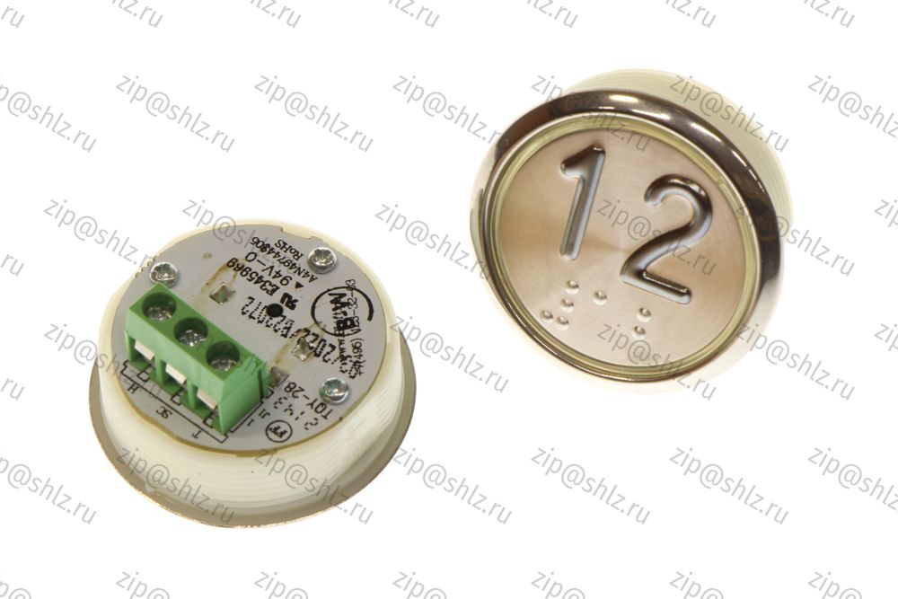 Кнопка (кнопочный модуль) BBP-R331-CMPLT-D-W &quot;12 этаж&quot;, круглая, динамическая белая подсветка, Брайль.