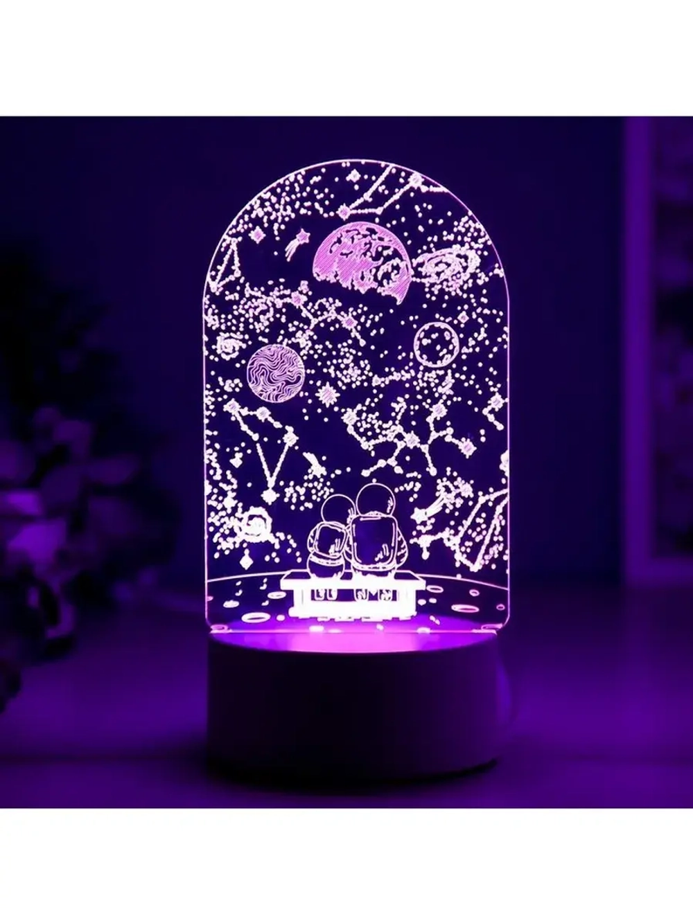 Светильник 3D ночник RISALUX «Пара в космосе», LED RGB, от с