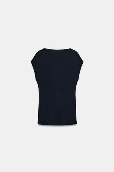 ZARA ТОП СО СБОРКАМИ И ФУРНИТУРОЙ, МОРСКОЙ СИНИЙ