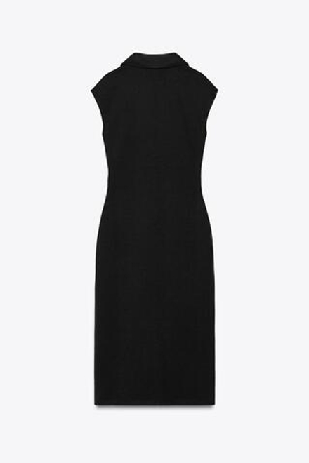 ZARA ПЛАТЬЕ-РУБАШКА ИЗ ПИКЕ, ЧЕРНЫЙ