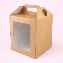 Коробка под кулич с окном 150*150*180 (Крафт) фронтальная загрузка