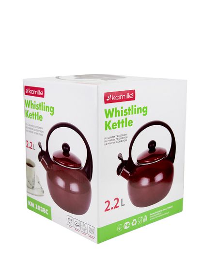 Чайник 2,2 л. эмалированный со свистком Kamille KM 1038C с черной бакелитовой ручкой
