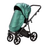 Детская коляска Adamex Belissa Deluxe 3 в 1 B-SM01 (ИЗУМРУД. ПЕРЛ 100% КОЖА)