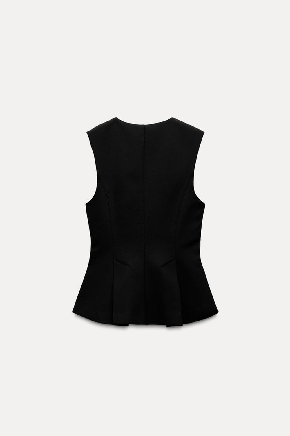 ZARA ТОП С БАСКОЙ И ЗАЩИПАМИ, ЧЕРНЫЙ