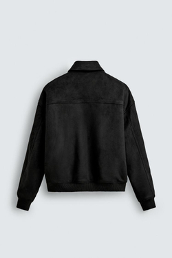 ZARA СТЕГАНАЯ КУРТКА ИЗ ИСКУССТВЕННОЙ ЗАМШИ, ЧЕРНЫЙ