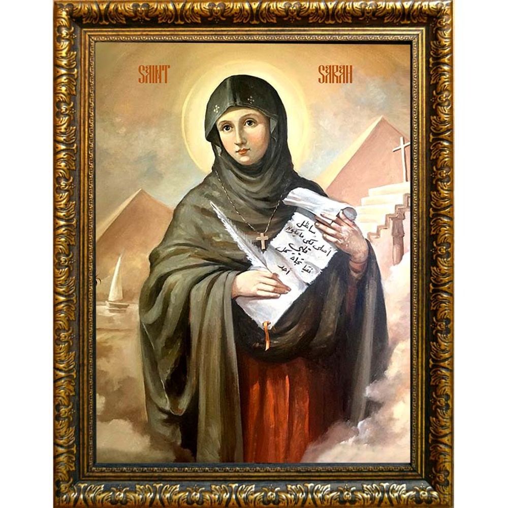 Сарра Ливийская, Египетская, дева, преподобная отшельница. Икона на холсте.