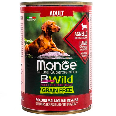 Monge Dog Bwild 400 г (ягненок с тыквой и кабачками) - беззерновые консервы для взрослых собак всех пород