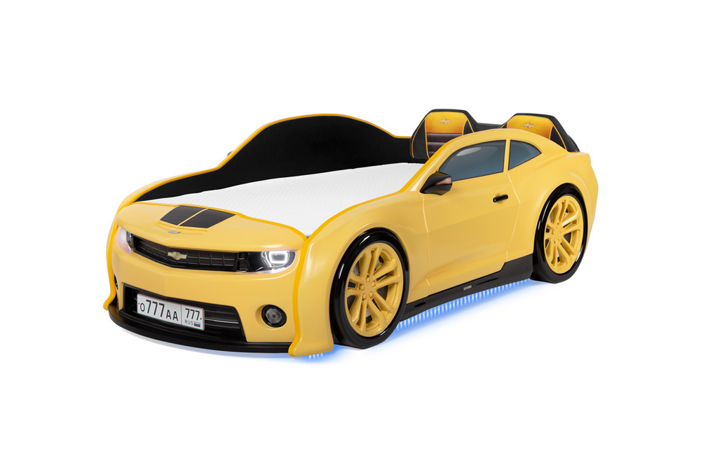 Объемная (3d) кровать-машина EVO "Camaro" (желтая матовая)