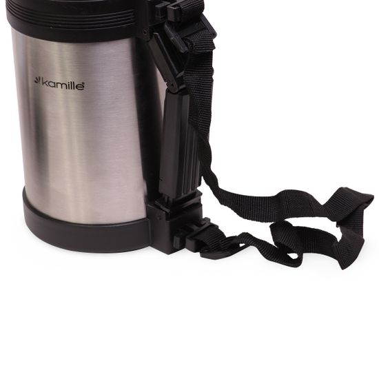Термос пищевой 1000 мл. из нержавеющей стали Kamille KM-2123 с ручкой и ремешком