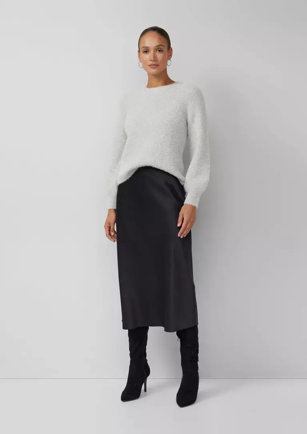 Атласная юбка-миди из вискозы с эластичным поясом Black Label