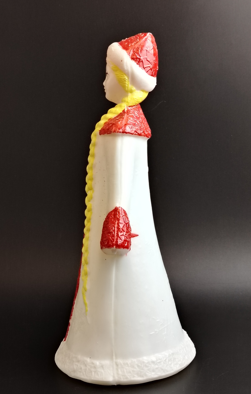 Фигура под ёлку "Снегурочка", пластик, роспись, СССР, 1970-1990 гг. 23 см, винтажная, СССР 1960-1980 гг