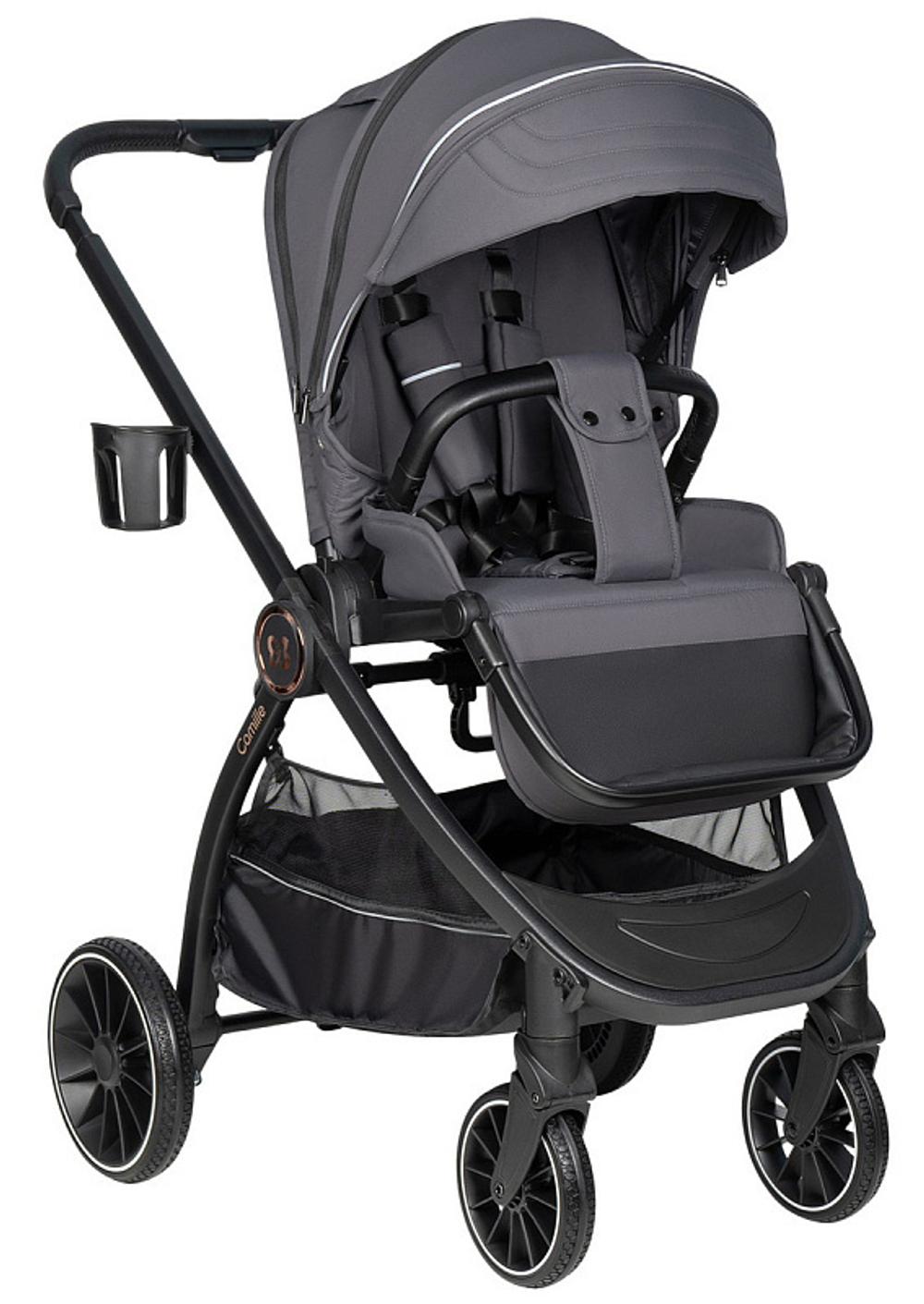 Детская коляска Farfello Camille 3 в 1 графитовый серый