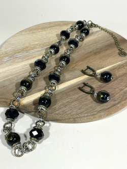 Комплект колье и серьги муранское стекло