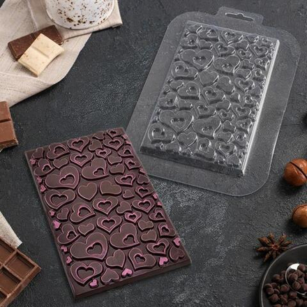 Форма для шоколада «Плитка в сердечках»
