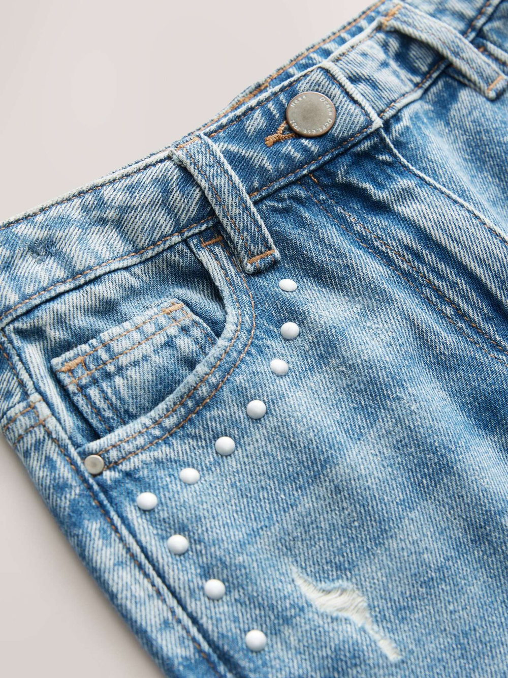 Джинсы с заклепками для девочки Next B02-937, Синий