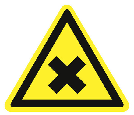 Знак на пластике W-18 "Осторожно. Вредные для здоровья аллергические (раздражающие вещества)"