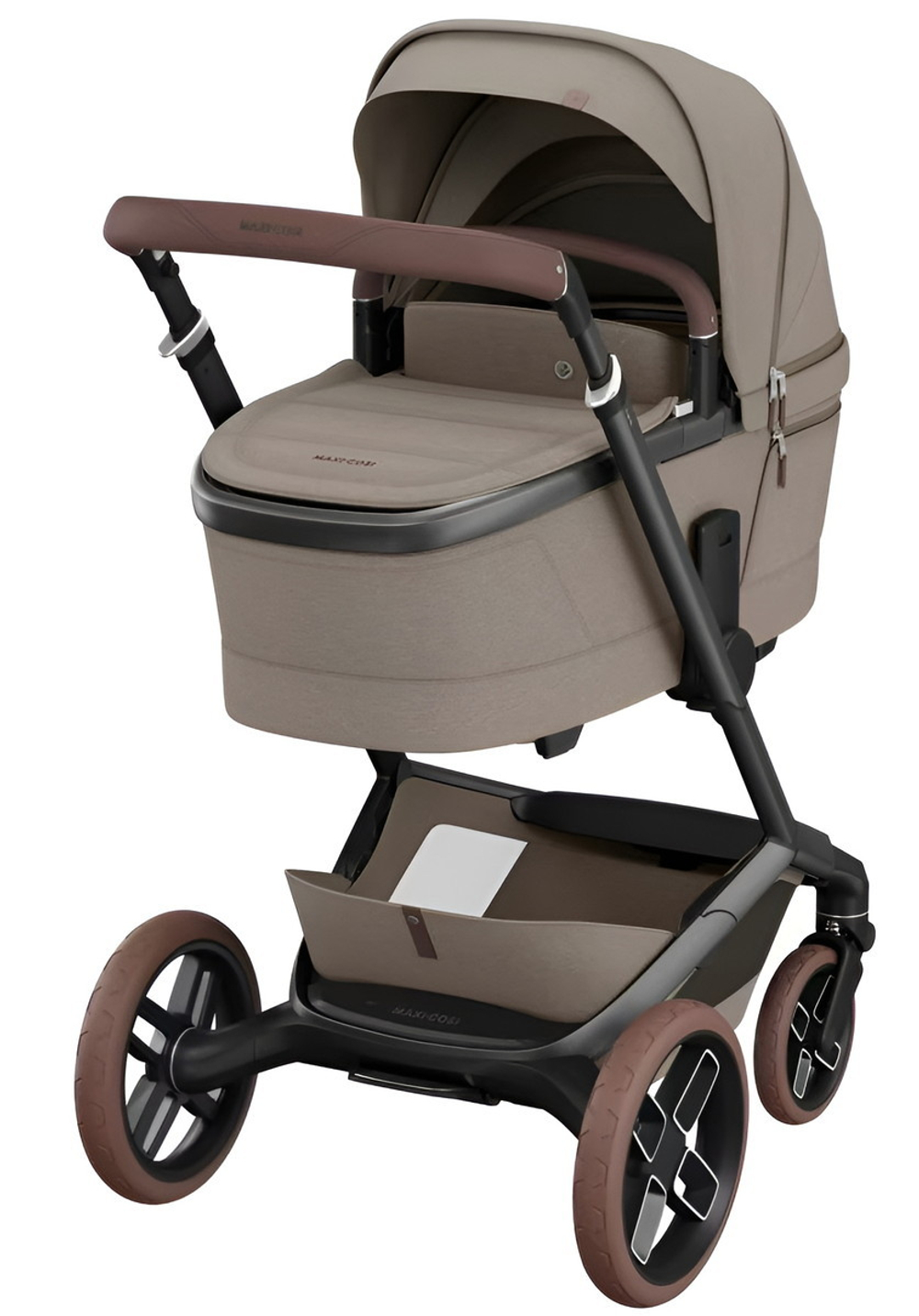 Детская коляска Maxi-Cosi Fame 3 в 1 с автокреслом Coral 360 Essential grey Twillic Truffle/Трюфель(беж)