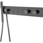 Встраиваемый смеситель для душа и ванны Boheme ZODIAC TERMO 133-SYS-SGM с ручным душем, SHINE GUN METAL