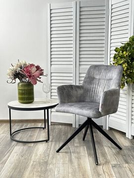 Стул DANTE 360 град. поворот. VT5001-7 античный светло-серый, велюр без "пальчиковый"/черный,