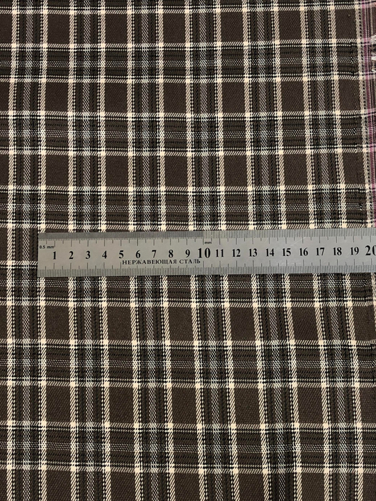 Костюмная принт клетка, беж на коричневом