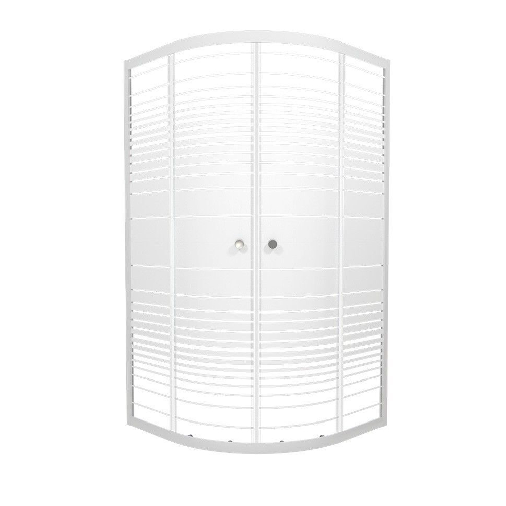 Душевая ширма DIONRIA (100х100) стекло с рисунком полосы, профиль белый