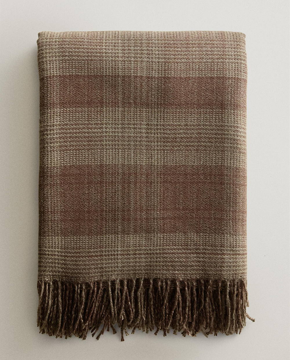 Zara Home плед из полиэстера, хаки, в полоску, 140x190 см