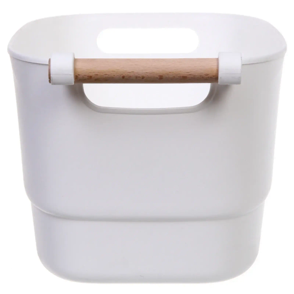 Корзинка для хранения с бамбуковой ручкой «БРАМИНГЕМ», цвет белый, 33.5*18*15.5см