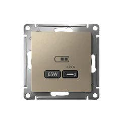 Розетка USB AtlasDesign тип C 65Вт QC PD высокоскор. ЗУ механизм шампань SE ATN000527