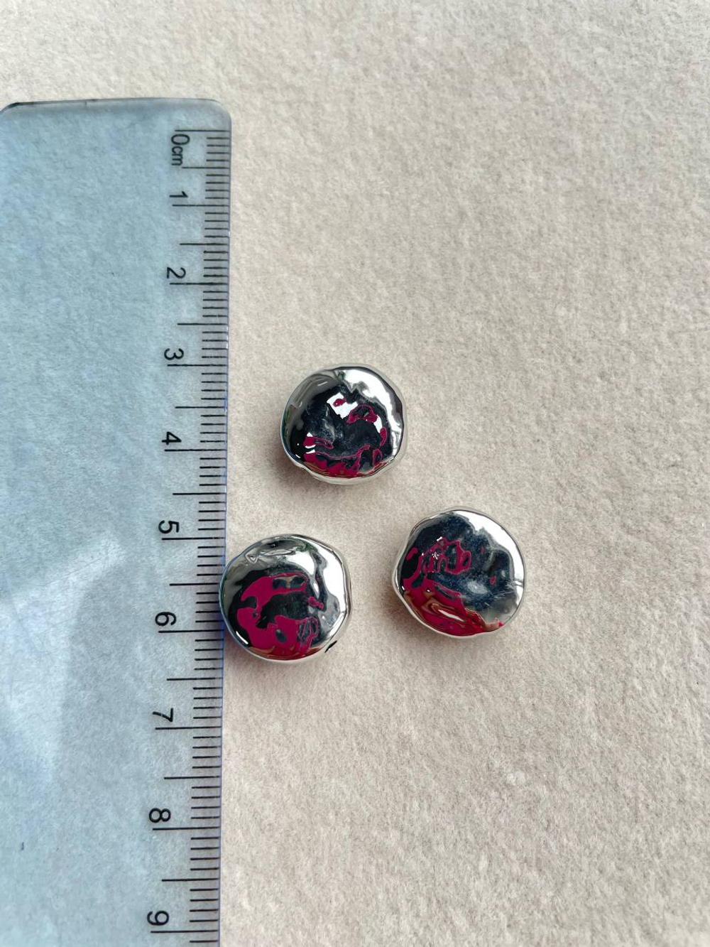 бж14-р Бусина "Мятая монетка" 14мм, родий