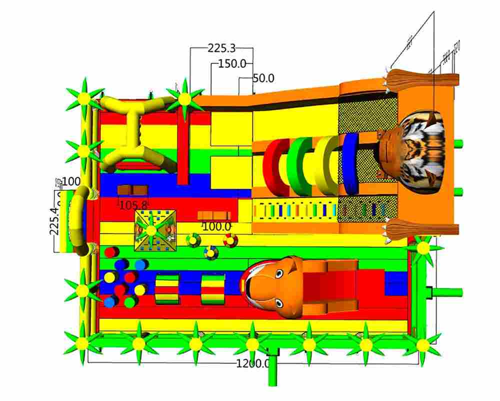 Коммерческий надувной батут «Сафари-Тигр», 12*9*9 м