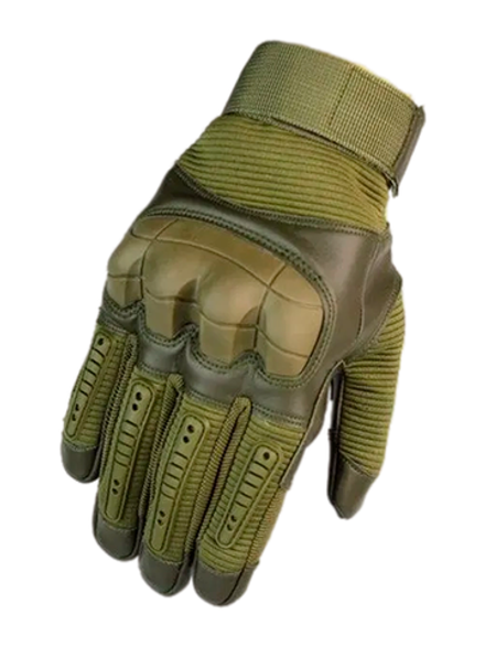 Перчатки полнопалые с костяшками экокожа. Олива