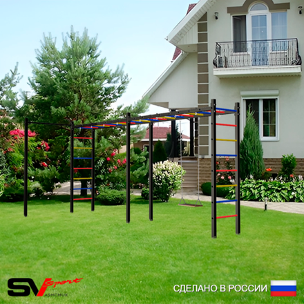 Уличная шведская стенка Sv Sport рукоход х 2 с комплектом турник прямой У50322 (Деревянные)