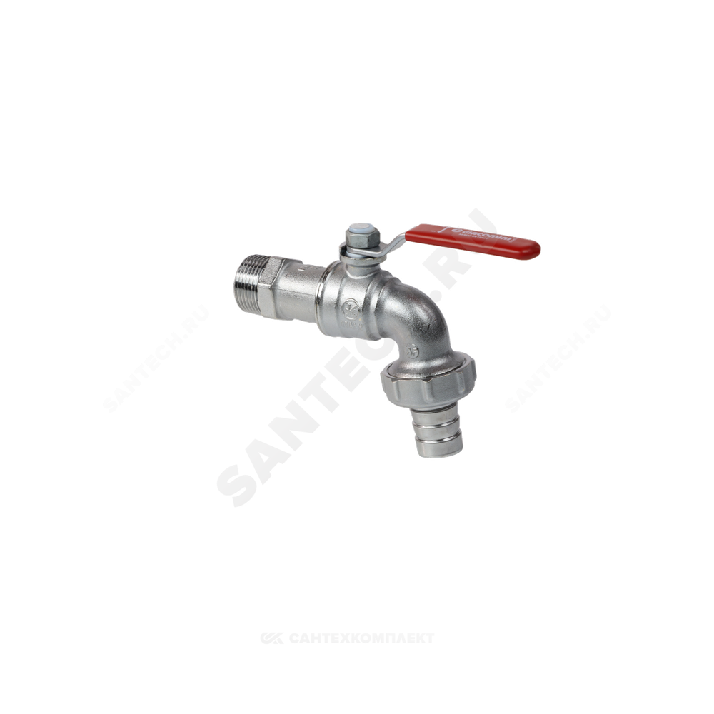 Кран шаровой водоразборный латунь со штуцером R621 Ду 15 Ру10,5 НР/штуц R1/2" рычаг L=82мм Giacomini R621X003