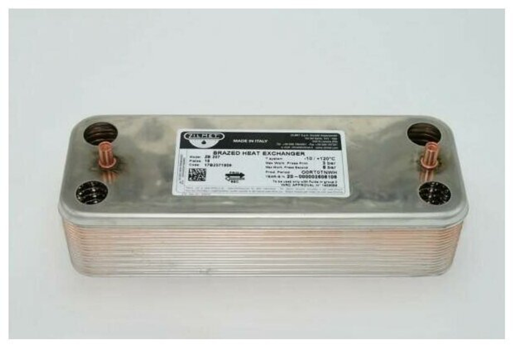 Теплообменник Zilmet 18 пластин для котлов Protherm, Demrad, Ariston 17B2071806