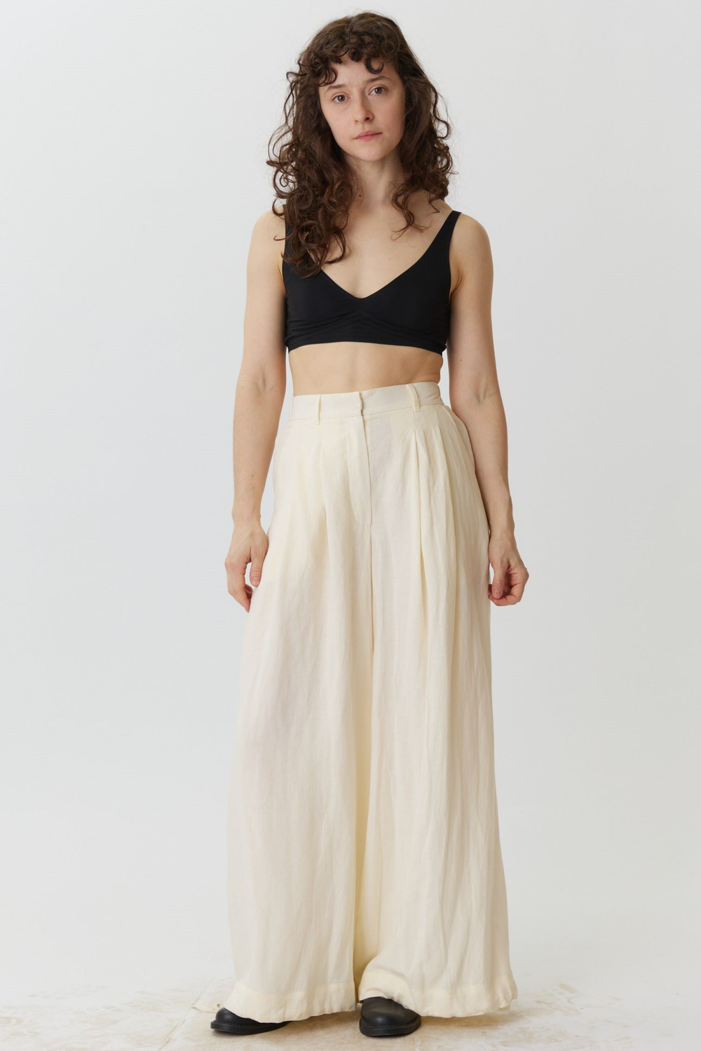 Длинные кюлоты из молочного льна