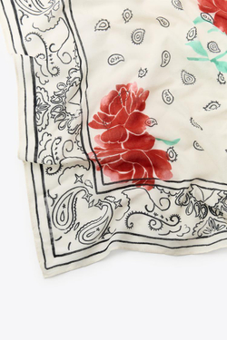 ZARA ХЛОПКОВАЯ БАНДАНА С ПРИНТОМ, ЭКРЮ