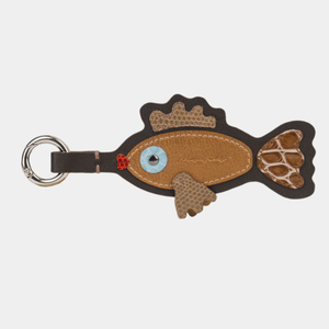 Брелок Poisson из кожи теленка темно-коричневого цвета