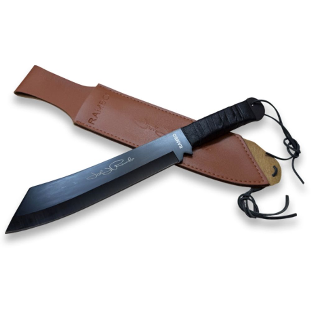 Мачете Rambo с ножнами из экокожи с тиснением