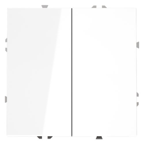 Проходной переключатель встраиваемый VOLTUM S70 двухклавишный 10А, (белый глянцевый)