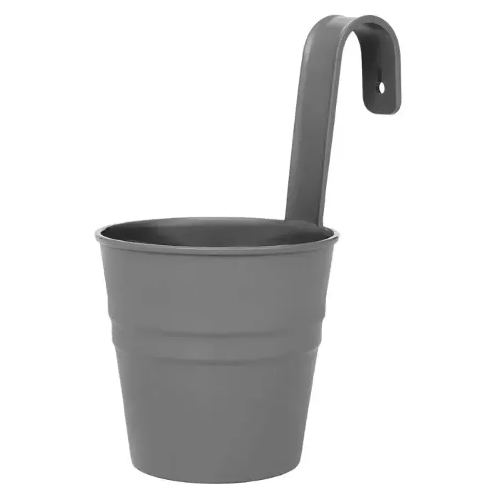 Кашпо-ведро настенное декоративное серый 135х250мм Кашпо-ведро настенное декоративное серый 135х250мм