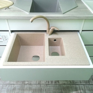 Мойка POLYGRAN BRIG-770 песочный №302, смеситель ВЫСОКИЙ КРАН СТАНДАРТ бежевый