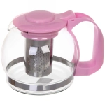 Чайник заварочный стеклянный 1200 мл с металлическим ситом «Mаcarons» розовый Селфи