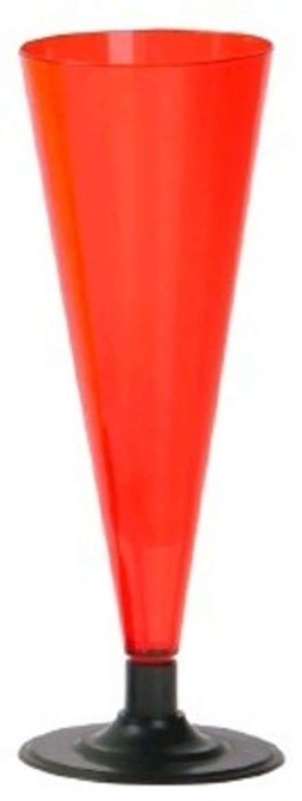 Одноразовый Фужер для шампанского цветной "конус" (чер ножка)