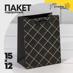Пакет подарочный 12х15х7см Фигуры и узоры "Ромб" (Черный)