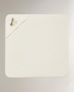 Zara Home Детское полотенце с капюшоном из хлопка, кремовый, 100x100 см