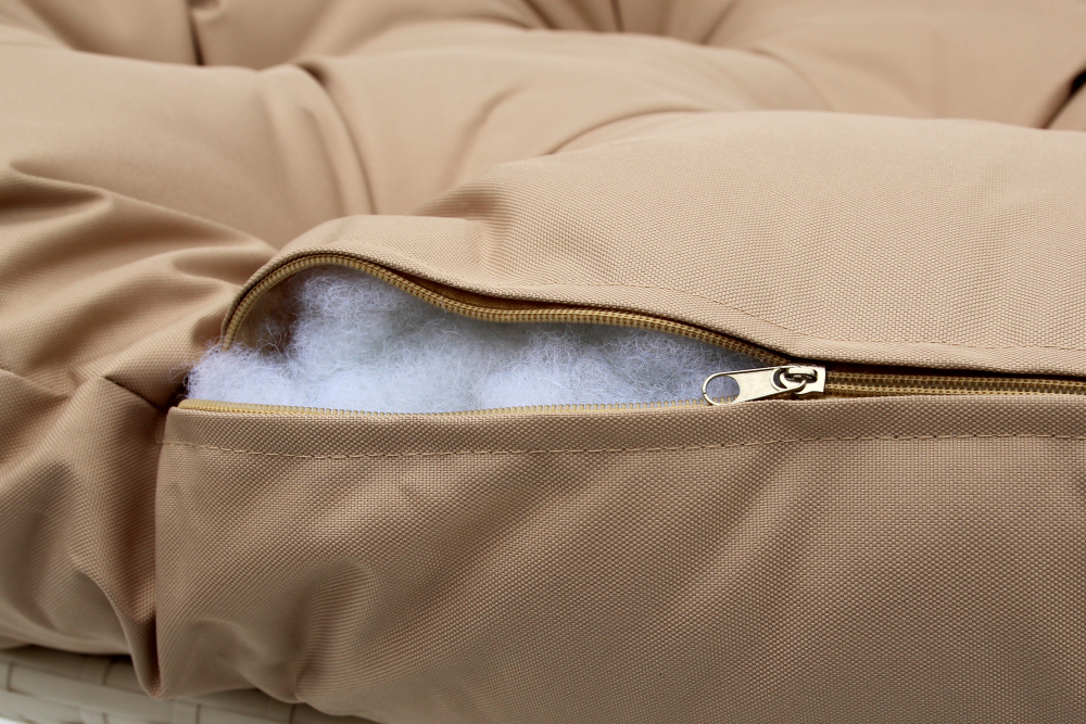 Кресло подвесное двойное Флора арт.D40-МТ006 (стойка+основание.бел.,корзн.бел.,подуш. беж. 3уп. (В))