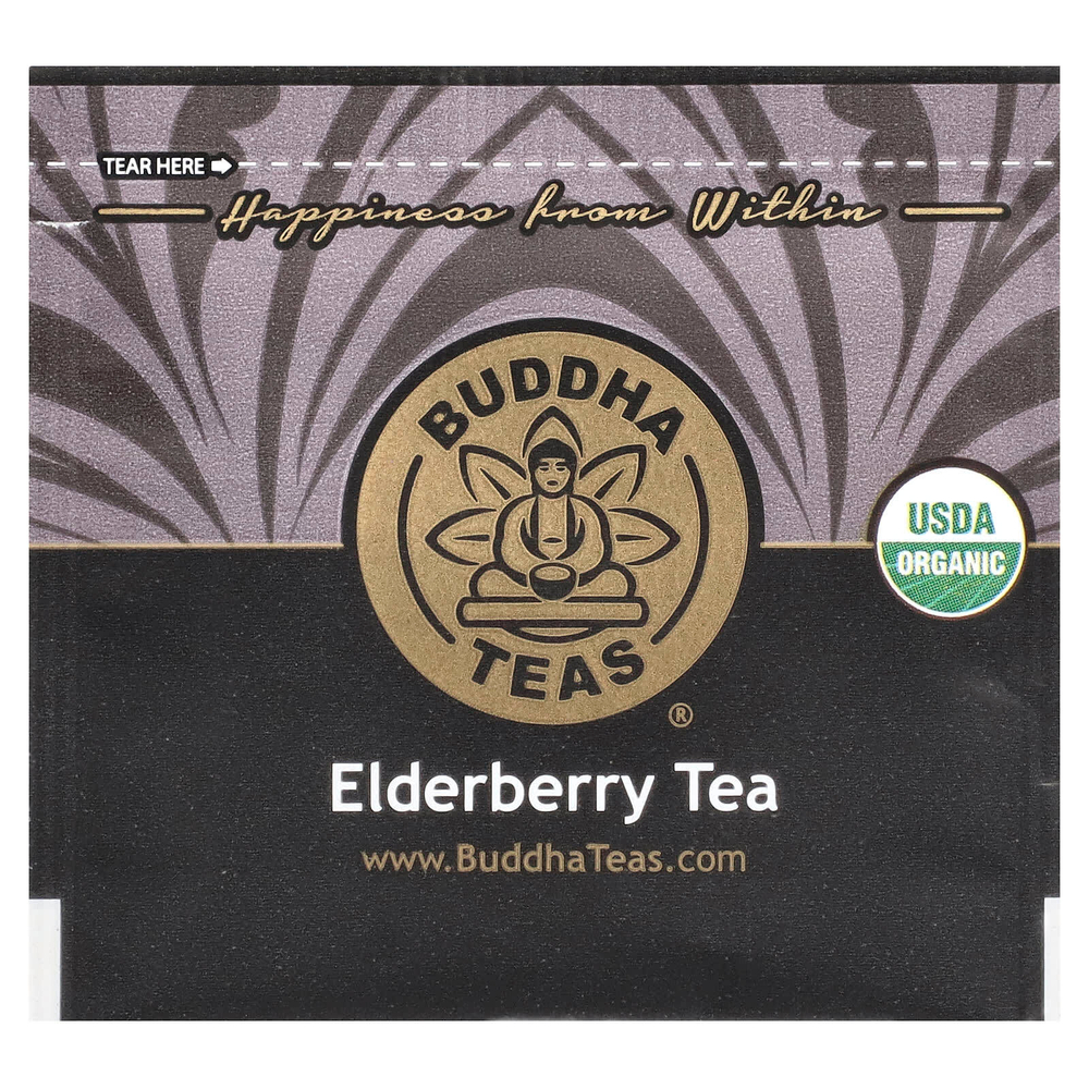 Buddha Teas, Органический травяной чай, бузина, 18 чайных пакетиков, 27 г (0,95 унции)